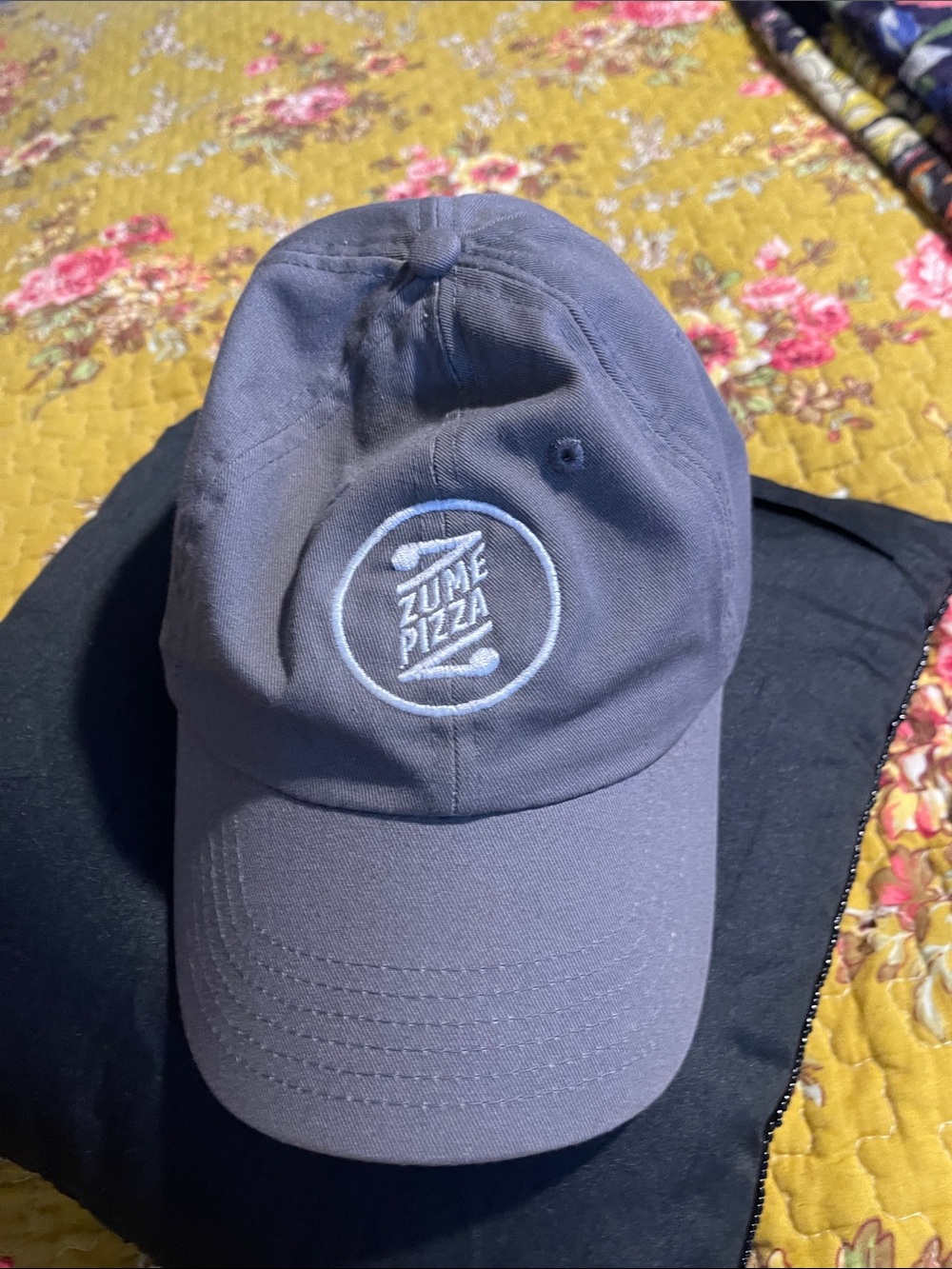 Gray Embroidered Baseball Cap zume pizza